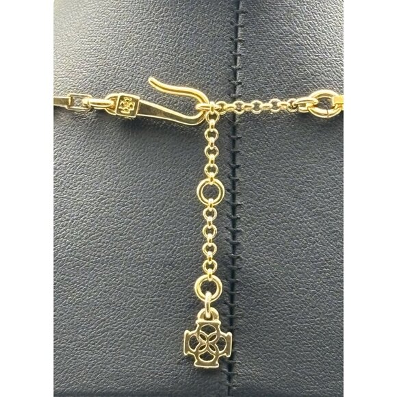 Vintage Ann Taylor Gold-Tone Curved Tubular Necklace Collar Adjustable, Logo Tag - Picture 6 of 13